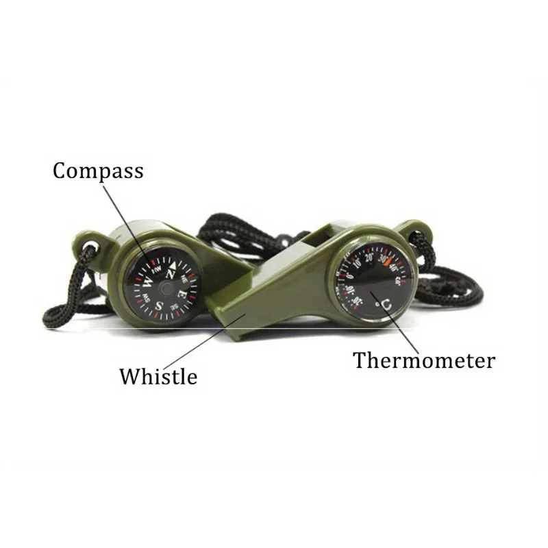 Three in One Survival Whistle with Compass and Thermometer, Suitable for Outdoor Hiking, Camping, First Aid Kit, Exploration