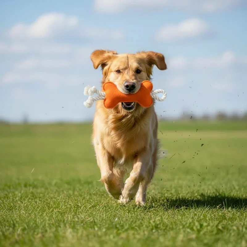 Felt Bone-Shaped Dog Chew Toy Cotton Rope Tug of War Puppy Teething Toy for Interactive Play