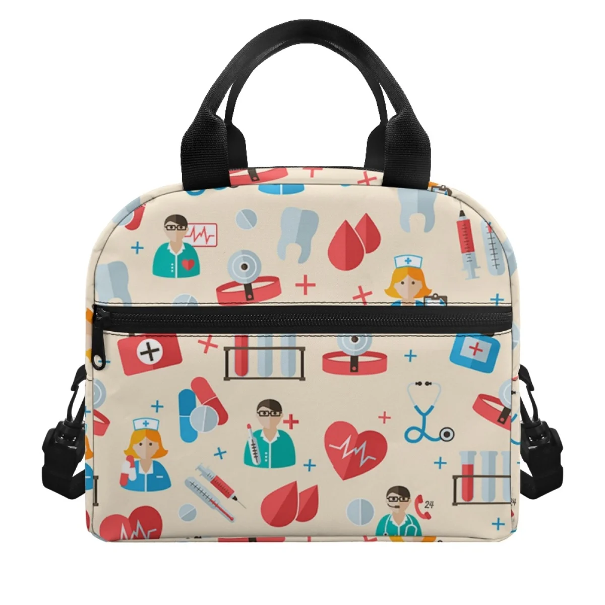 FORUDESIGNS Love Heart Rate Medical Design Thermal Lunchbox Lightweight and Practical Ladies Insulated Bag Lunch Box Picnic