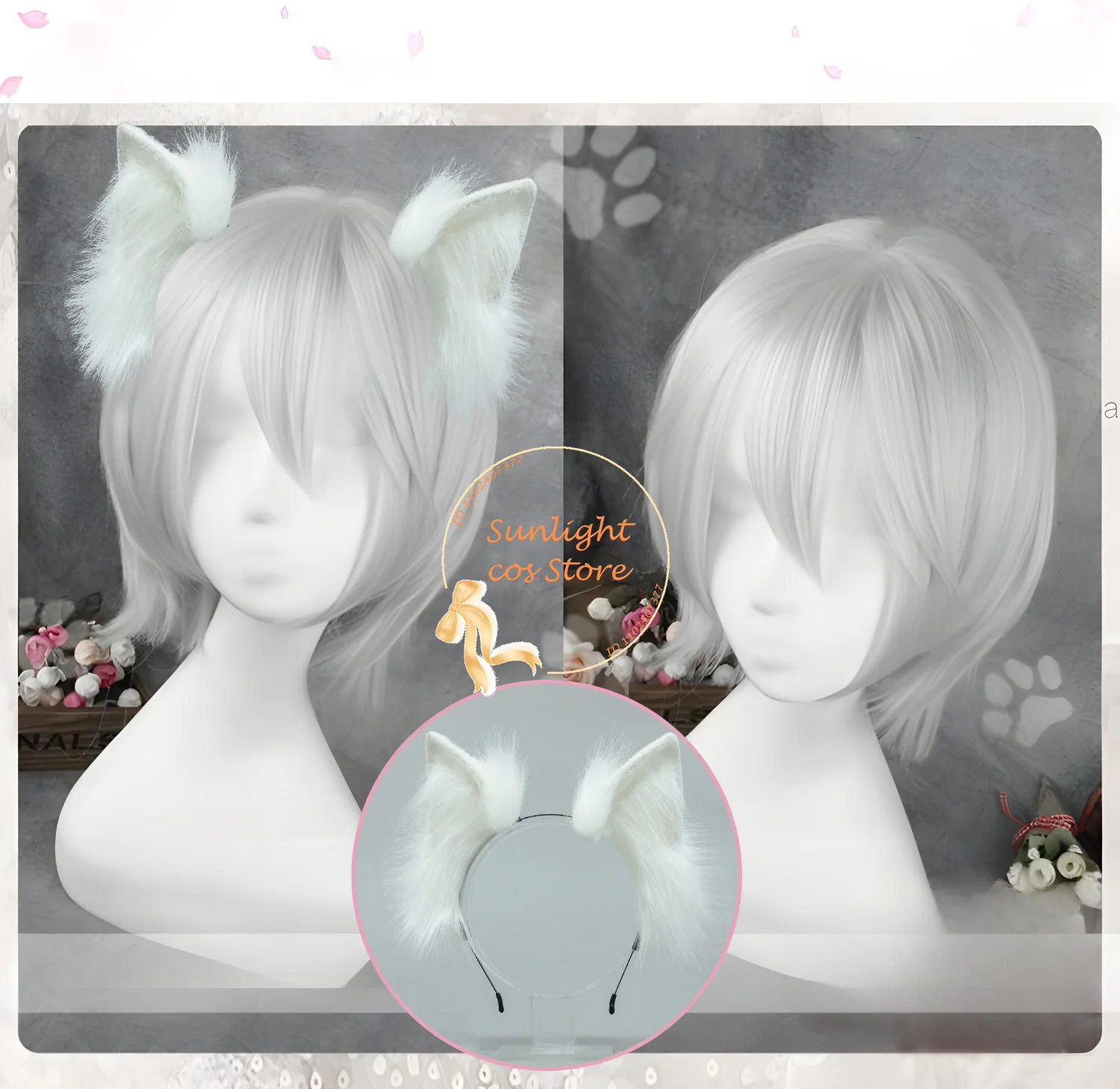 Anime Tomoe Cosplay Wig Silver White Kamisama Wig Heat Resistant Synthetic Hair Halloween Role Play Wigs + Free Wig Cap