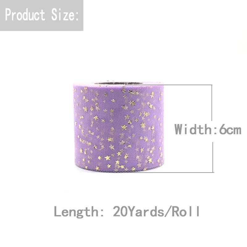 20yards/lot Width 6cm Golden Star Spot Printed Glitter Tulle Mesh Roll Spool Tutu Pom Soft Squine Tulle DIY Crafts Decoration