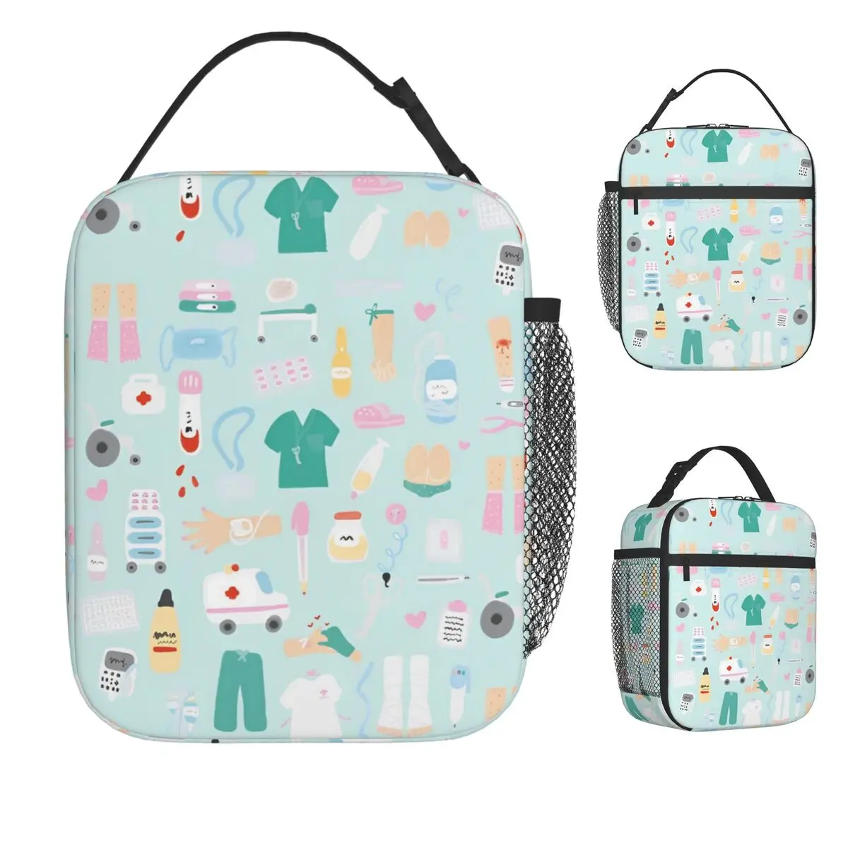 

Enfermera En Apuros Nurse (8) Lunch Bag Retro Lunch Box Travel Portable Zipper Thermal Tote Handbags Print Cooler Bag