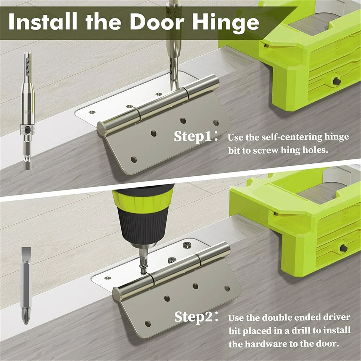 A002 Door Hinge Jig,Door Hinge Router Jig, Door Hinge Installation Kit Fit 3 Inchto 5 Inch Length and 1/4 Inch or 5/8 Inch