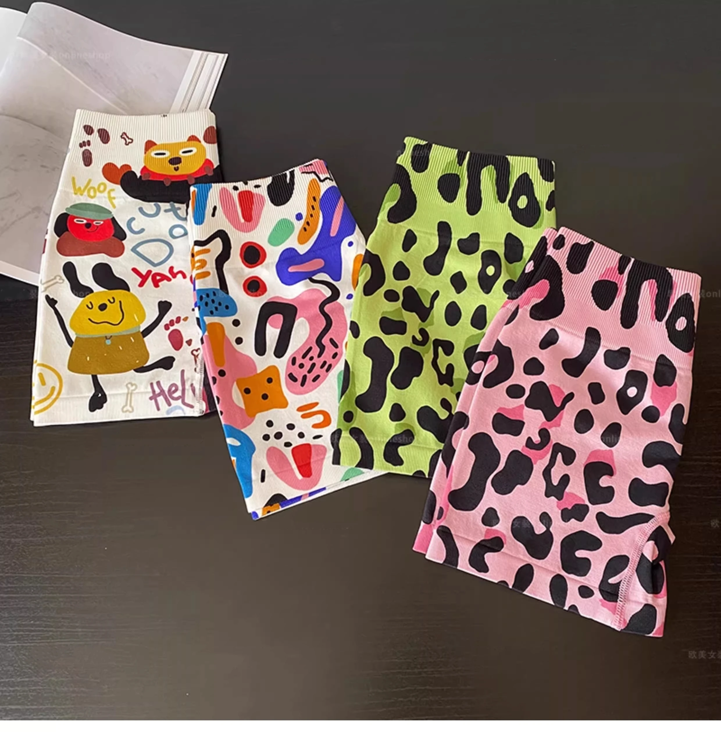High Waist Peach Hip Quick-Drying Tight-Fitting Wearing European and American Leopard Yoga Pants Summer New Shorts