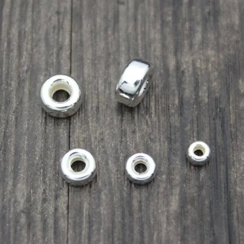 925 Sterling Silver Rondelle Beads Assorted Sizes 3/4/5/6/8mm for DIY Jewelry Making Seed Beads Jewelry Findings