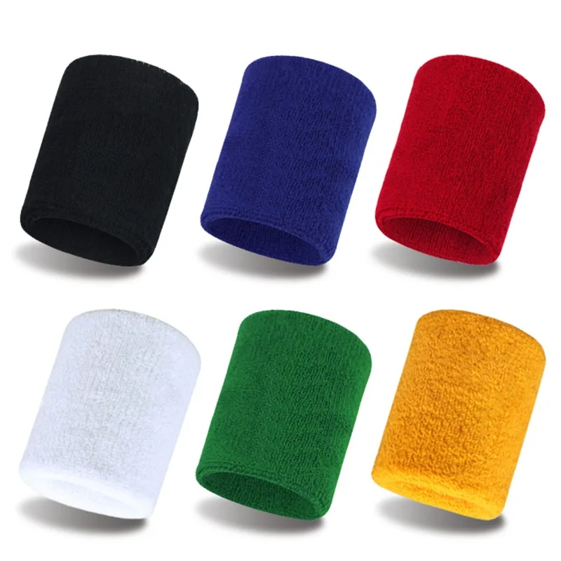 1 Pair Cotton Pure Color Wristband Sweat Absorption Support Basketball Wrist Brace Adults Kids Fitness Tennis Safety Accessories