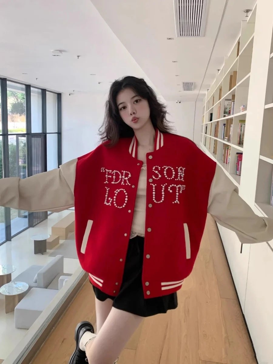 

Baseball Jackets Nylon Womens Winter Windproof Warm Vintage Elegant Cotton-Padded Lined Suede Irregular Petite Safari Stretchy
