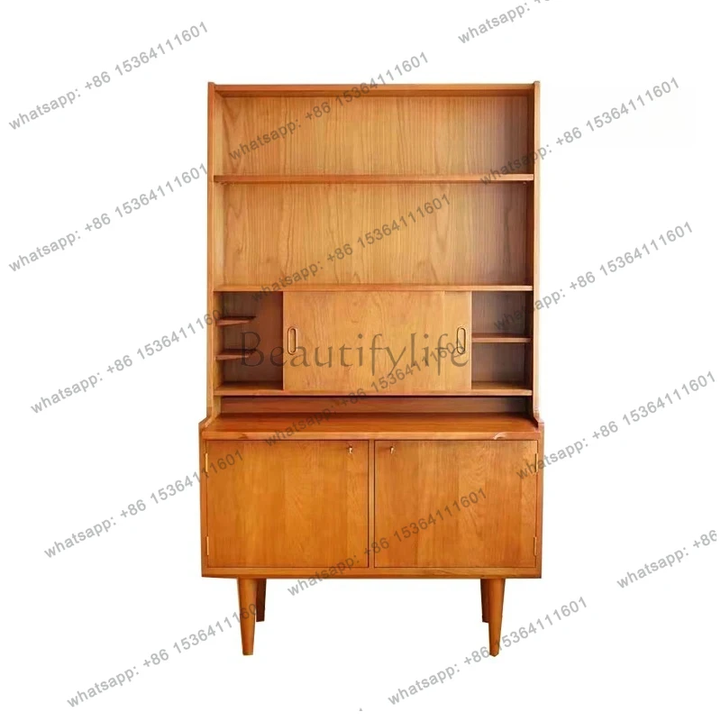 

Medieval dining side retro replica furniture multi-functional locker cherry wood display wine cabinet