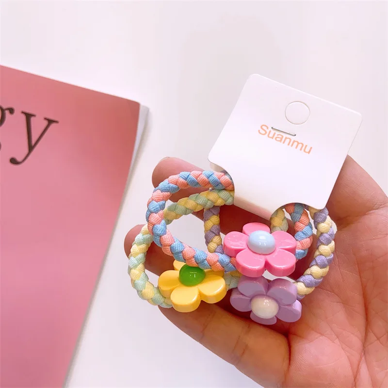 3 teile/satz Kinder kawaii Blume Frucht Haar gummi Baby bunte Herz Haar Seil elastische Haar Gummibänder für Mädchen niedlichen Haar bänder Geschenk – Detail 4