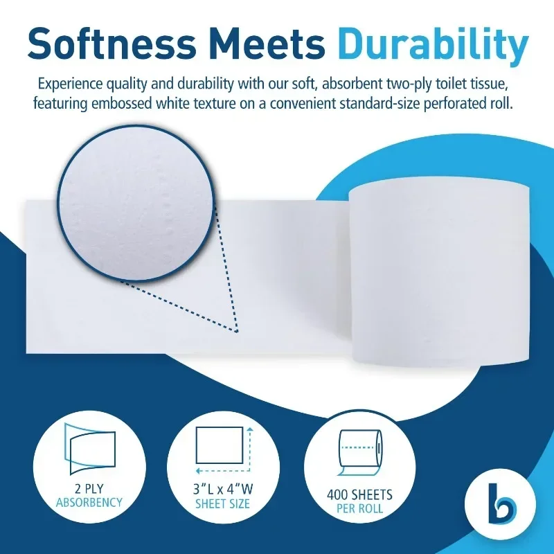Hot Sale.Hot Sale.B6144 2-Ply Septic Safe Toilet Tissue - White (96/Carton).Limited time promotion.Free Delivery. image 3