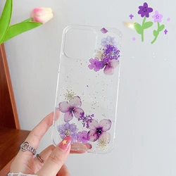 Qianliyao Purple Dry flower Phone Case For iPhone 16 15 14 13 12 11 Pro XR X XS Max 7 8 Plus 6 6s mini Soft Shockproof Cover