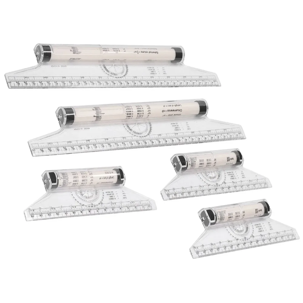5pcs Durable Clear Scale Rolling Ruler Transparent Design Light Weight Measuring Ruler Drawing Ruler For Sewing