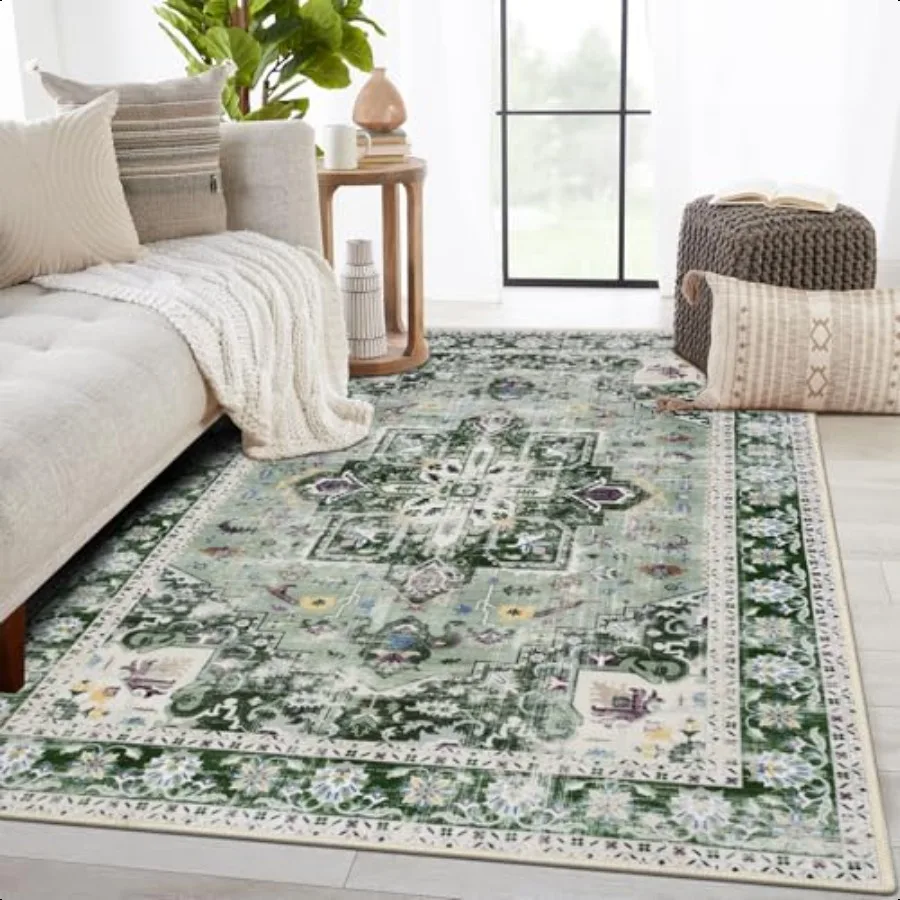 

Washable Rugs 6x9 Area Rugs NonSlip Area Rugs Low Pile Floor Carpet Printed Soft Durable Stain Resistant Foldable Rugs Living