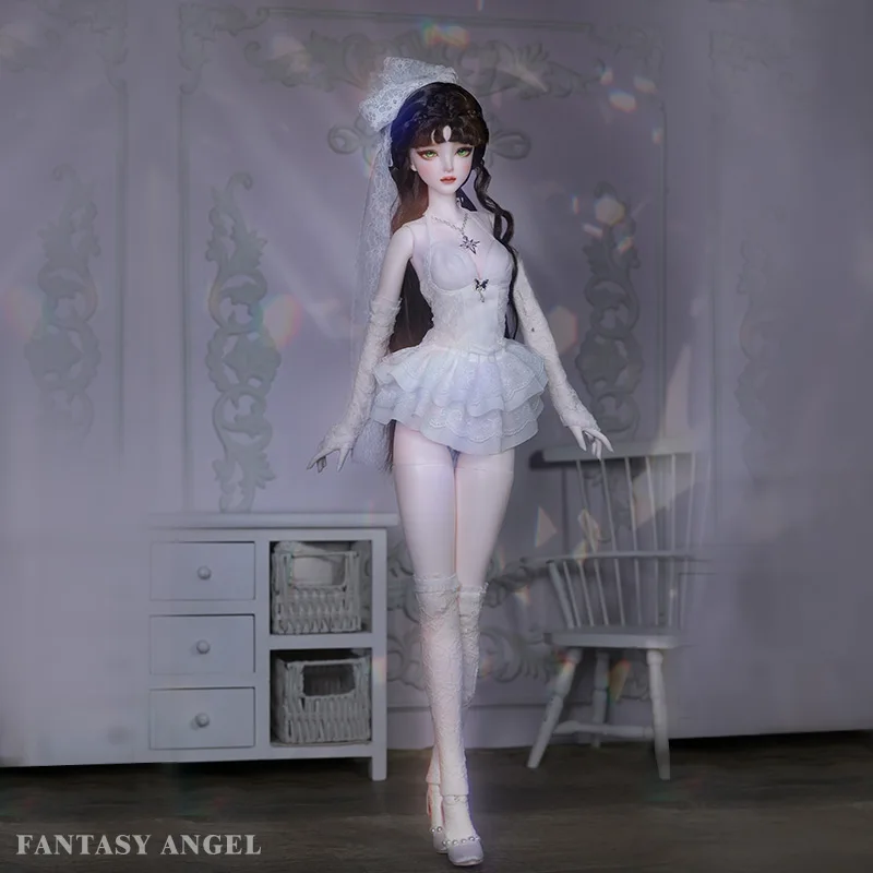 

Fantasy Angel 1/3 Bjd Camille Elegant Confident Lady White Lace Wedding Dress Resin Art Toy Ball Jointed Dolls