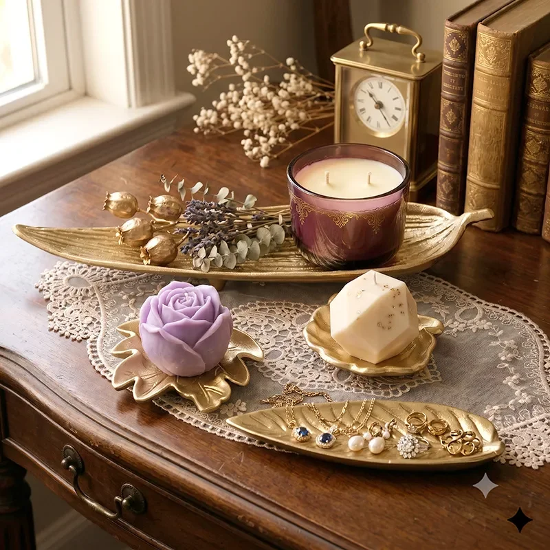 for Light Luxury Hotel Lobby Decorative Tray Desktop Candle Holder Entrance Key Storage Plate Creative Ornament
