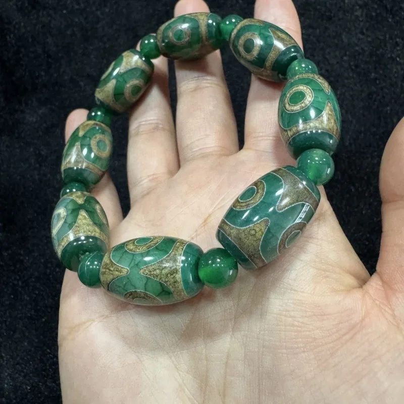 

Новый зеленый бусинный кулон Дзи с тремя глазами и встроенным узором дракона, универсальная модель для мужчин и женщин.