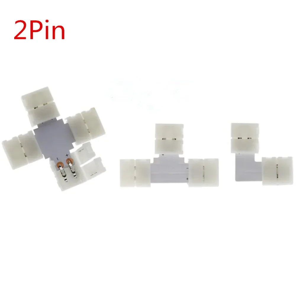 2pin 4pin 5pin LED Strip Connector for Light Wire Connection 10mm L Shape / T Shape / X Shape Free Welding Connector 50pcs/lot