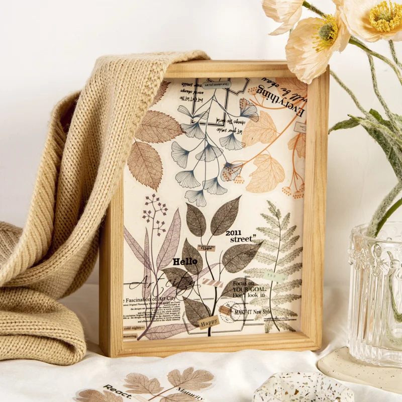 Yoofun 20pcs/lot Original Leaf Vein PET Stickers Creative Leaf Labels for Journal Scrapbooking Planner Card  Diary Decoration