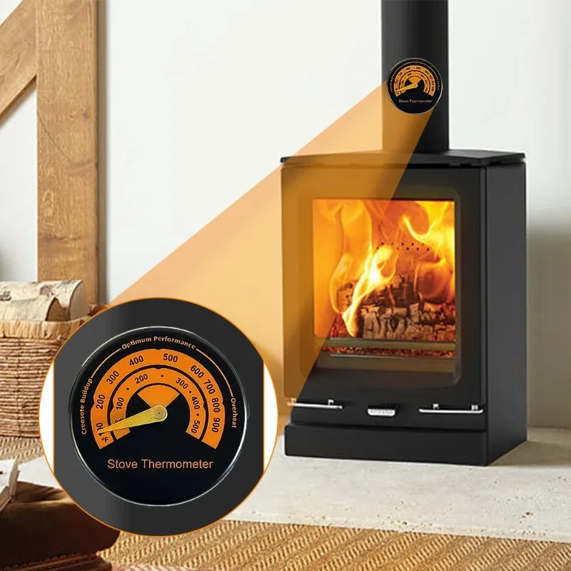 Termómetro de horno magnético de madera utilizado para combustión de madera/horno de gas/pellet/tubo de horno para evitar sobrecalentamiento