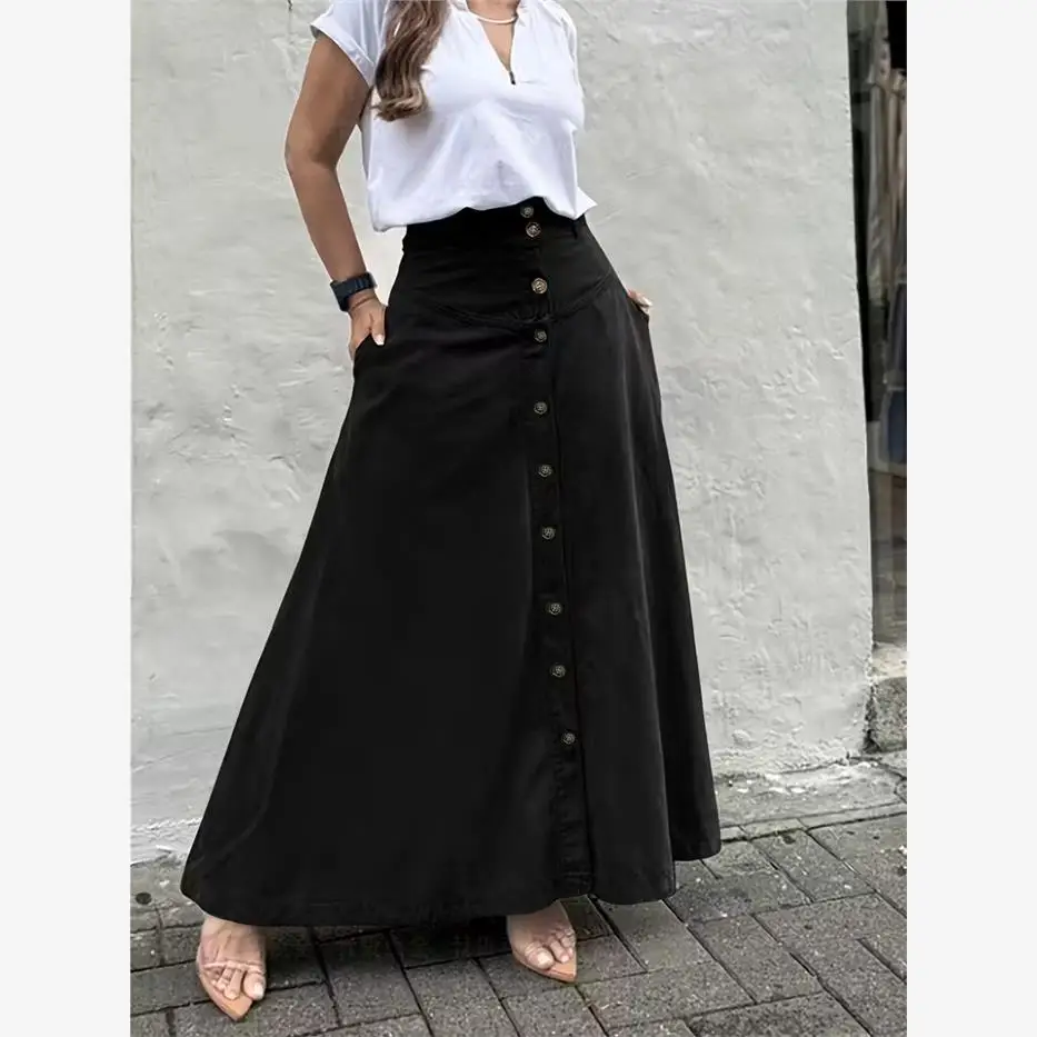 

Юбка А-силуэта средней длины для женщин, с высокой талией, из полиэстера, универсальная модель