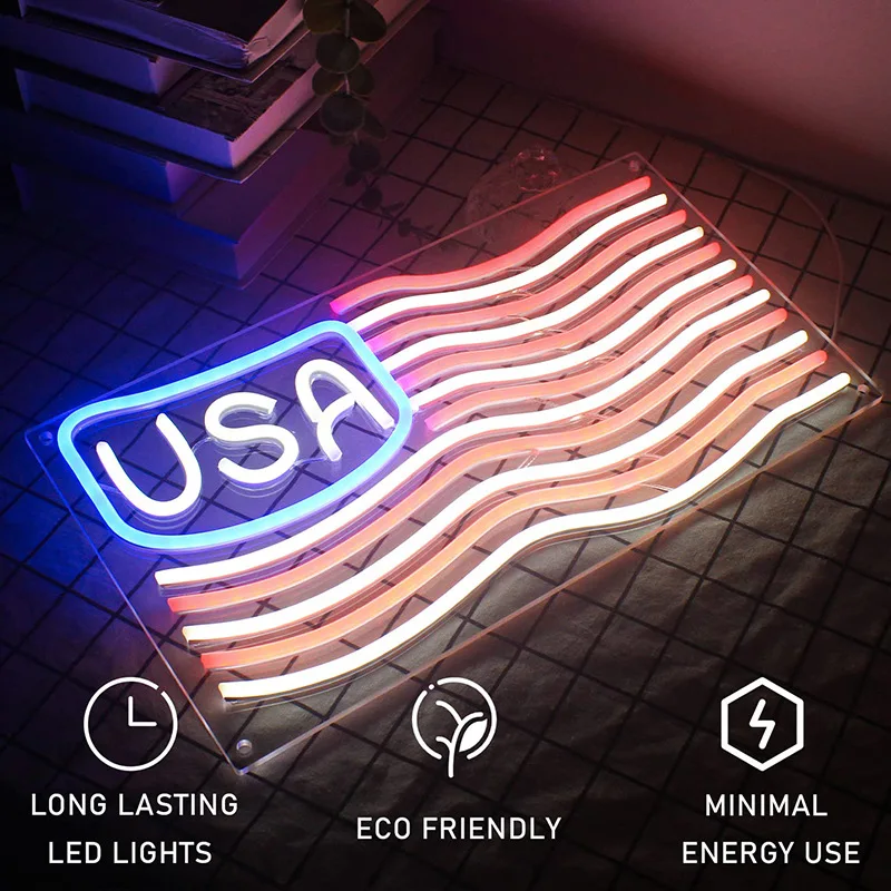 

LED American Flag Pattern Party Night Light Neon Wedding Decoration Christmas Light Party Decoration Halloween Decorations For