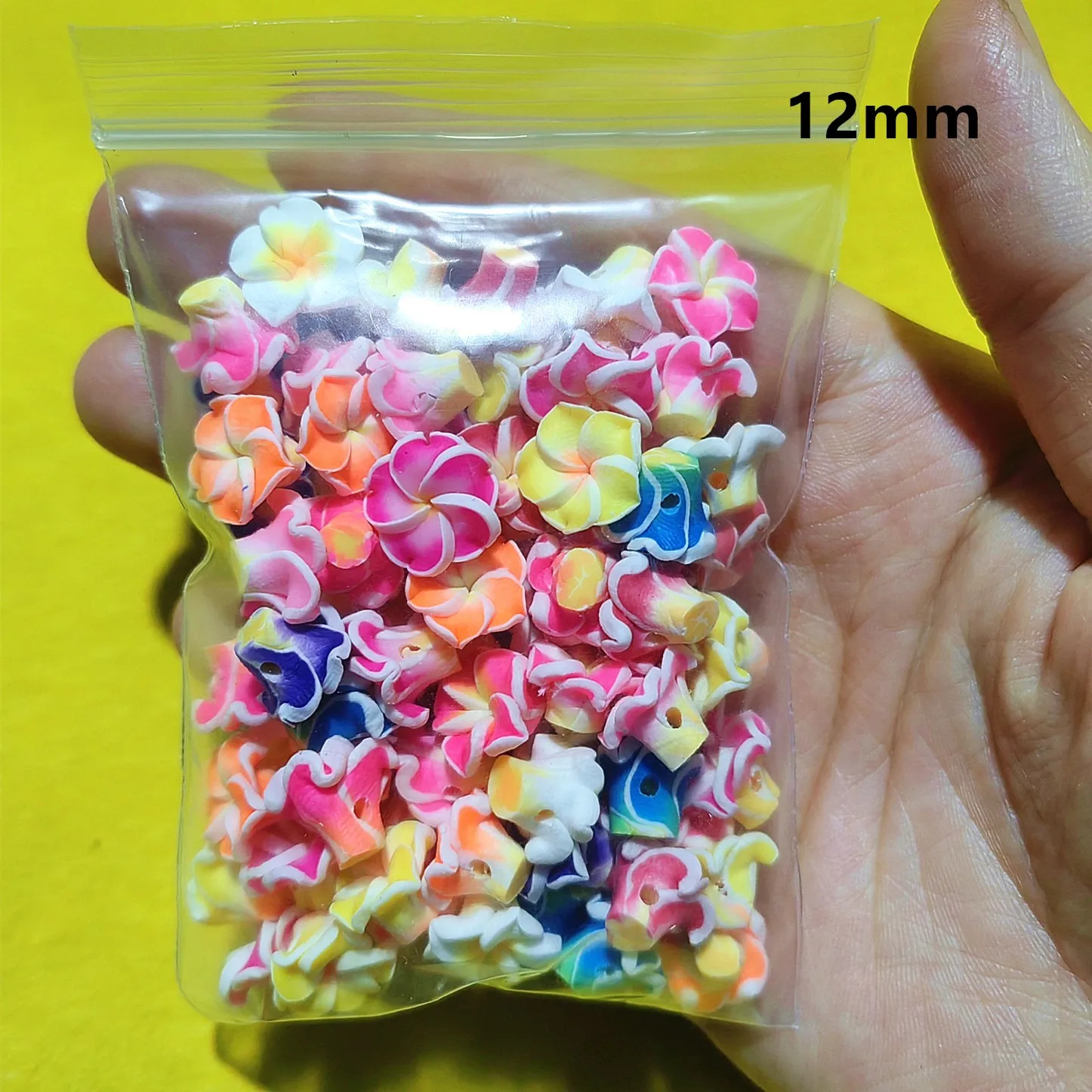 20pcs 12mm/15mm Colorful Loose 3D Polymer Clay Beads Flower/Plumeria rubra Design For DIY Jewelry Making