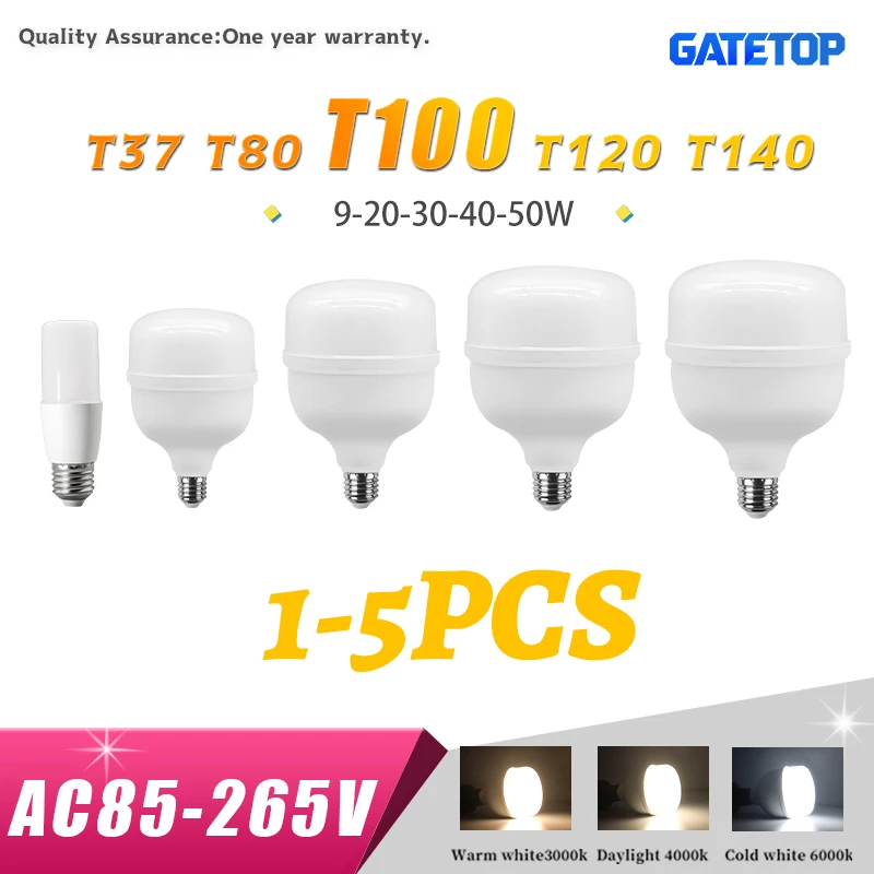 

1-5 шт. E27 50 Вт 40 Вт 30 Вт 20 Вт 9 Вт Супер яркие светодиодные лампы Лампы 265 В 85 В Лампада Гостиная Дом Bombilla Теплый Холодный Белый