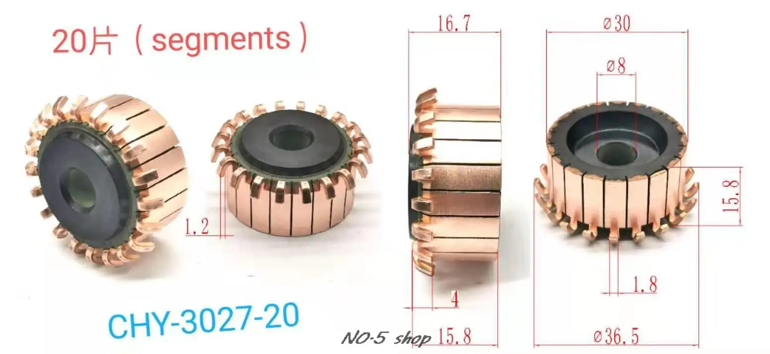 

5pcs 30x8x15.8(16.7)x20P Copper Bars Electric Motor Commutator