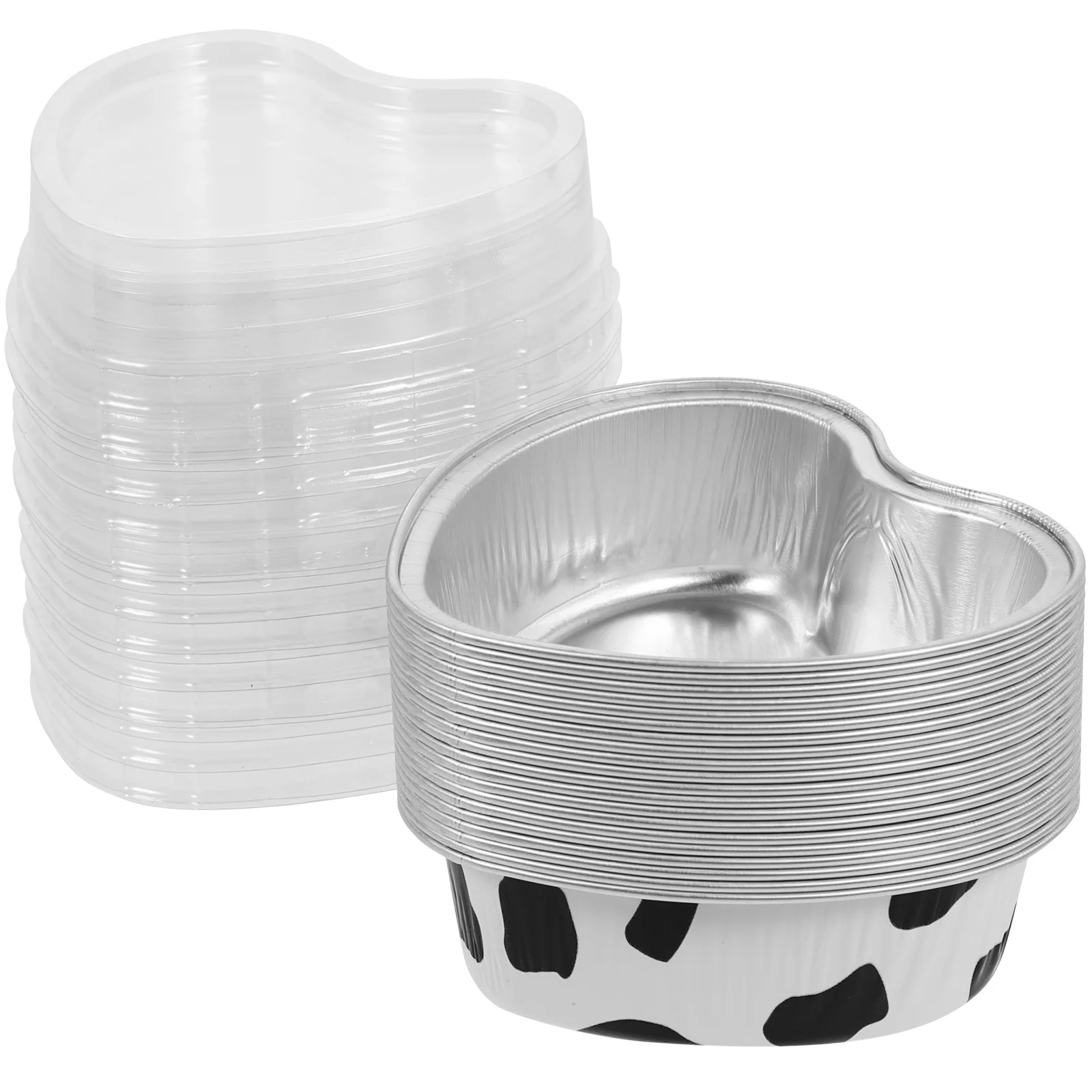 

20pcs Aluminum Foil Cake Boxes Heart Shaped Containers with Lids Compact Clear Case for Baking Small Treat Boxes Party Loaf