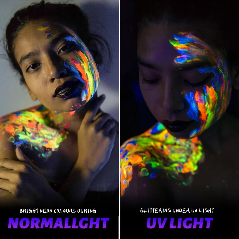 8 ألوان 10 مللي عيد الميلاد الطلاء الفلورسنت يتوهج في الظلام دهان داي مواد فنية الوجه الجسم أدوات الرسم على الحائط لتقوم بها بنفسك الكتابة على الجدران الصباغ