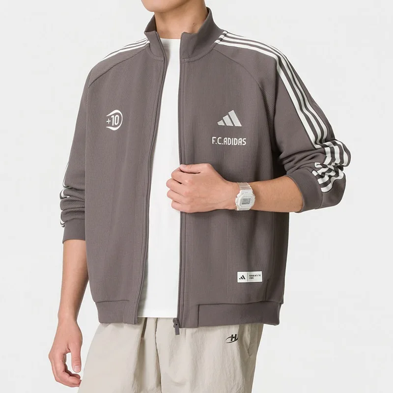 Adidas Men's Knitted Stand-up Collar Jacket 26 Autumn New Casual Waffle Sportswear KX2854