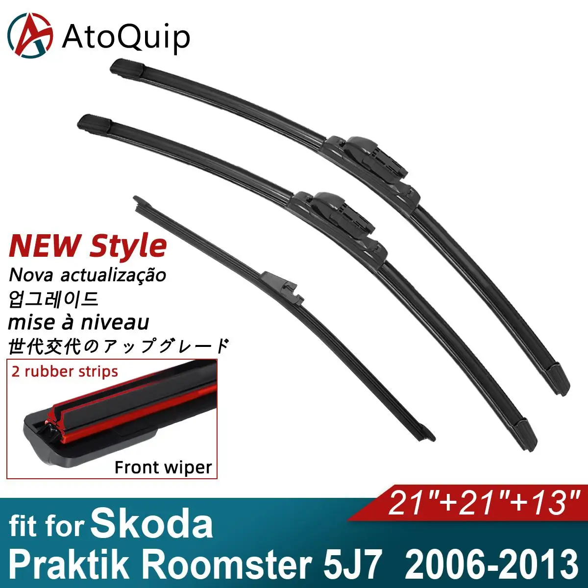 

Double Rubber Car Wiper Blades for 2006-2013 Skoda Praktik Roomster 5J7 Front Rear Windshield Wipers Accessories 2011 2012 2013