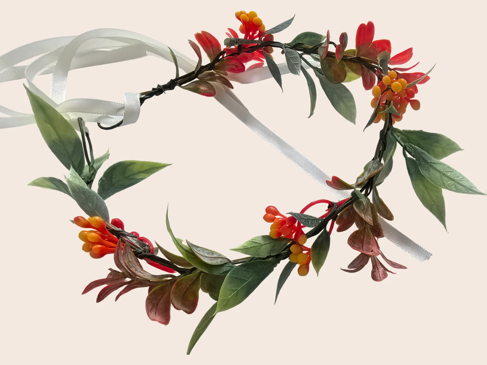 البرتقال ورقة الزهور تاج الأوكالبتوس زهرة النساء الفتيات عقال زهرة خوذة الزفاف هالة اكسسوارات الزفاف غطاء الرأس الزفاف #6