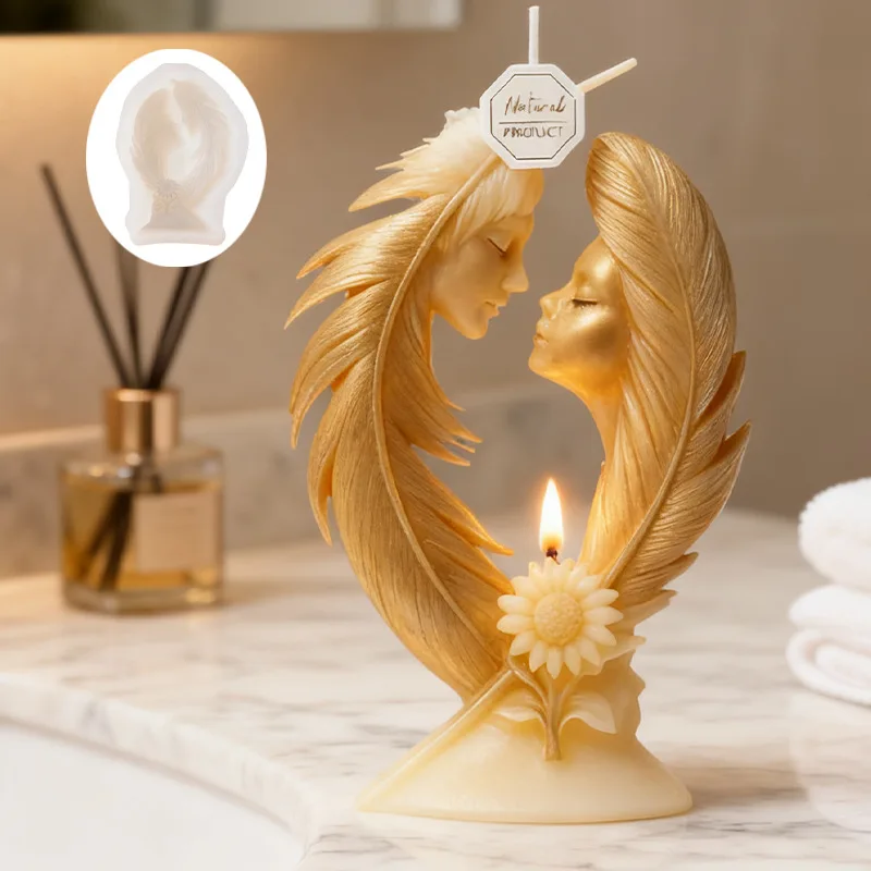 

Wing Couple Sunflower Candle Molds DIY Home Wedding Valentine's Day Gift Soap Candle Silicone Mold Ornament Resin Plaster Mould