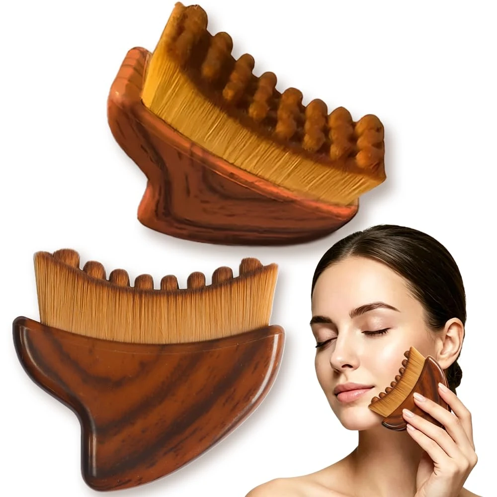 Facial Massage Brush for Face & Jawline, Ergonomic Dry Brush Designed for Precise Contour Fit, Manual Skin Massager Tool