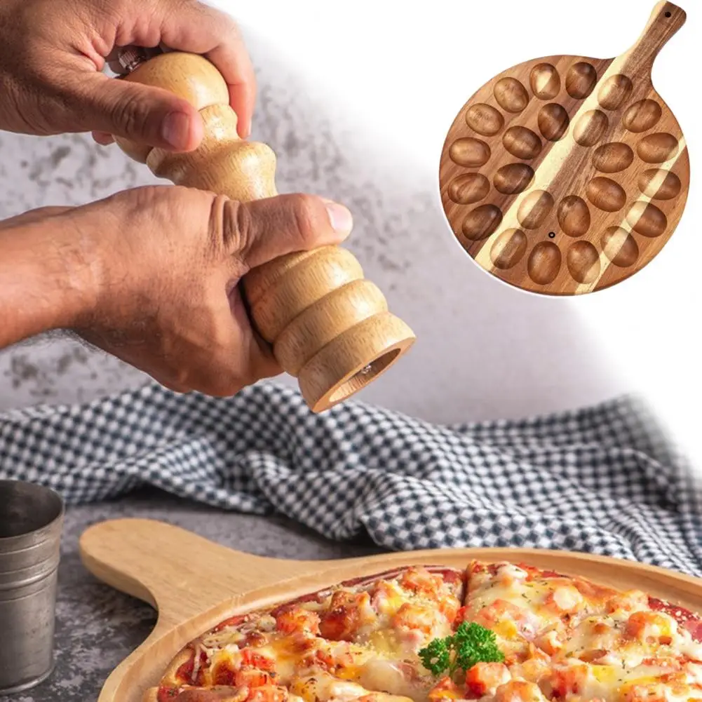 Egg Storage Plate Wooden Easter Deviled Egg Platter with Handle Round Charcuterie Serving Board for 24 Eggs Countertop Egg Tray