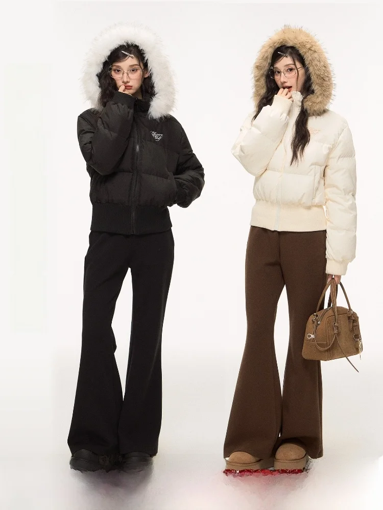 

ELEVEN SP90 Women's ort White Du down Jaet Korean Sle Thiened Fur Collar Warm Commute Faion Polyester Fiber