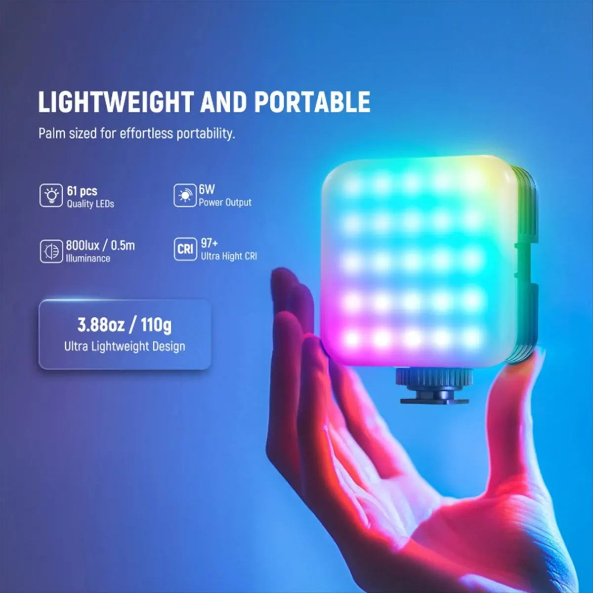 

Перфокуальная магнитная RGB-видеолампа с настольной подставкой-штативом, управляемая через приложение, перезаряжаемая батарея, улучшенное освещение для фотосъемки