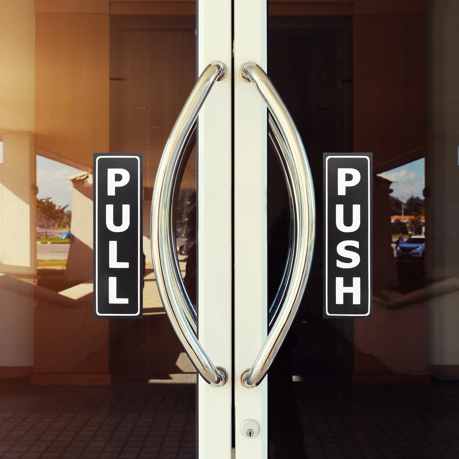 

6pcs Push Door Stickers Black Sliding Door Signs Reusable Wall Tile Glass Round Stickers Metal Home Office Decor