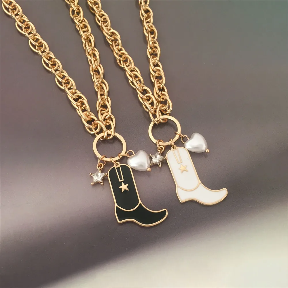 Cute Cartoon Shoes Friendship Couple Pendant Necklaces For Korean Fashion Female Men Best Friend Lovely Women Necklaces Jewelry