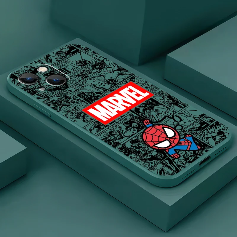 

Marvel Avengers Spider Man For iPhone 15 14 13 12 11 Pro Max 7 8 Plus 13 12 Mini X XR XS Max Phone Case Carcasa Liquid Silicon