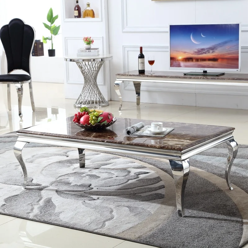 Luxury Gold Stainless Steel Metal Coffee Table Modern Marble Center Table Dining Luxury Furniture