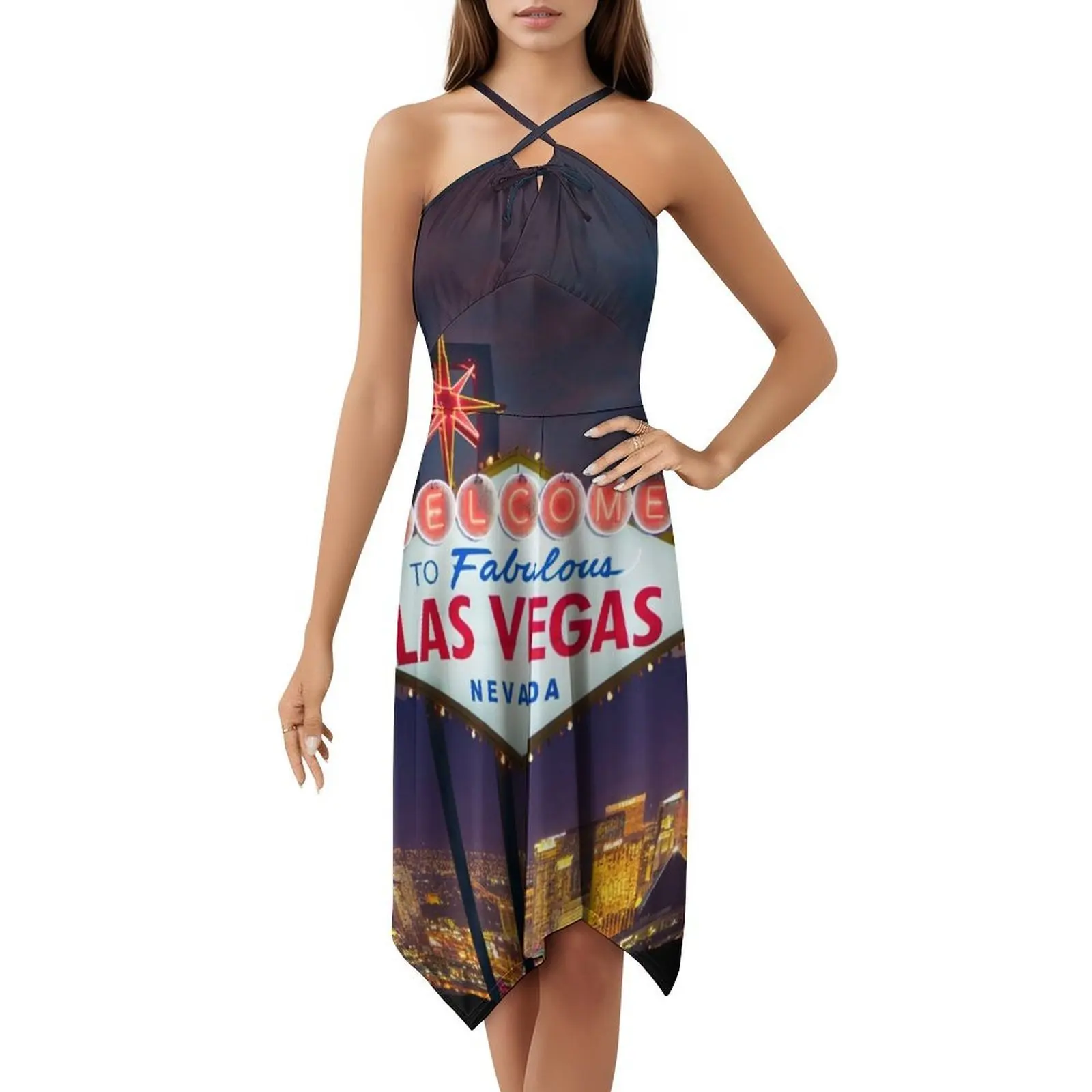 Las Vegas Bohemian Sleeveless Dress For Women Print Beach Party Dresses Las Vegas Nevada Vegas Las Vegas City Dress For Girls