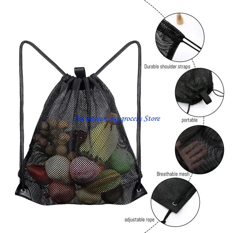 652D Football Mesh Storage Holder Drawstring Carry Bag Single Ball for Carrier Mesh B