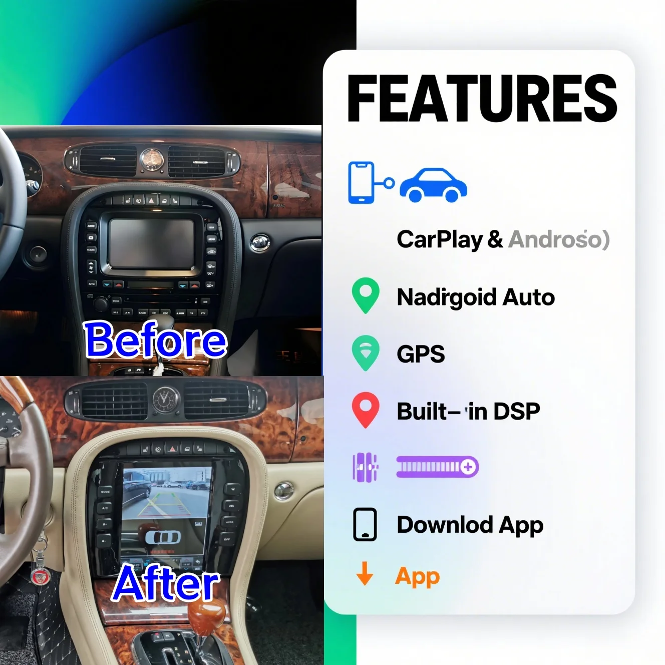 Gz android 14 para jaguar xj x-type s-type 2004-2011 carplay dsp rádio do carro reprodutor multimídia dvd automotivo navegação gps automática