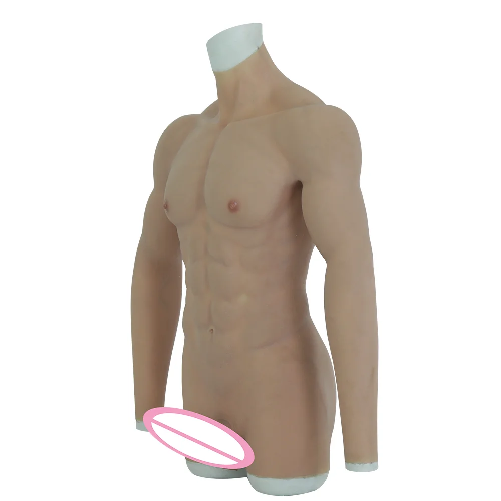 KnowU Artificial Silicone Muscle Bodysuit Male Realistic Simulation Muscle Abs Breast Forms Full Body for Cosplay Crossdresser