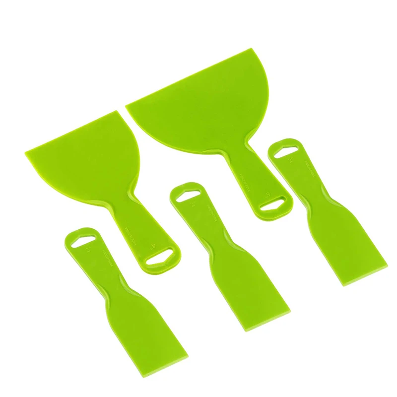 AEE4-5 Pieces Plastic Putty Knife Set Flexible Paint Scrapers Tool For Spackling, Patching, Decals, Wallpaper, Baking, Wall