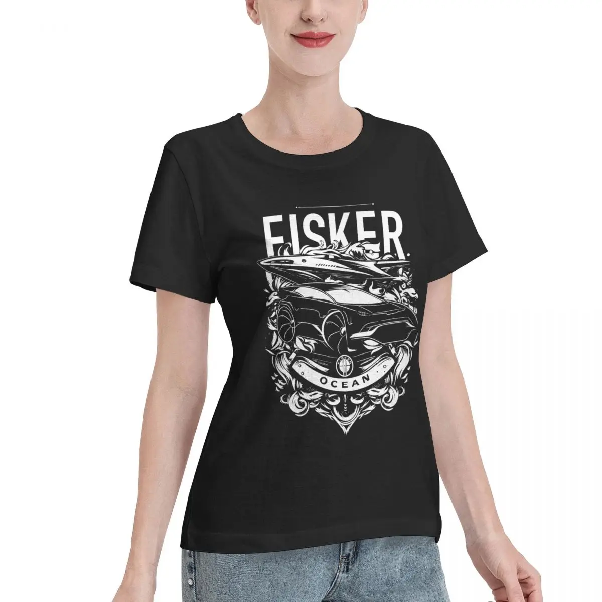 Reliable Item Fisker Ocean Graphic Design Women's T-shirt Minimalist Outfit Breathable Cotton Tee