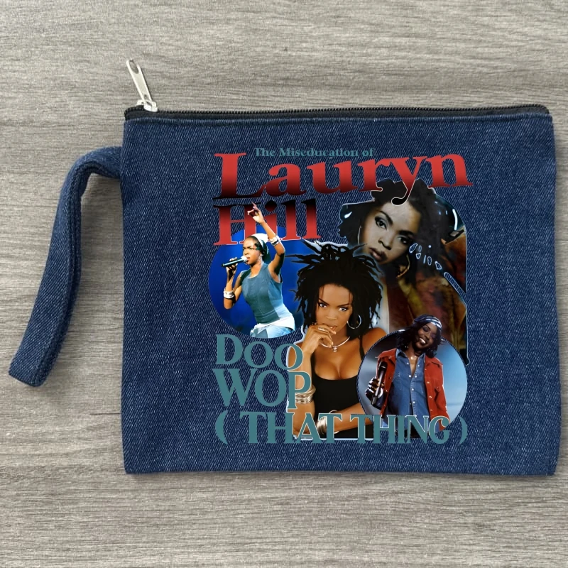 

Lauryn Hill The Fugees Refugees Sublimation Blank Canvas Makeup Bags Zipper Pouch Pencil Case Blank Craft Bags Denim