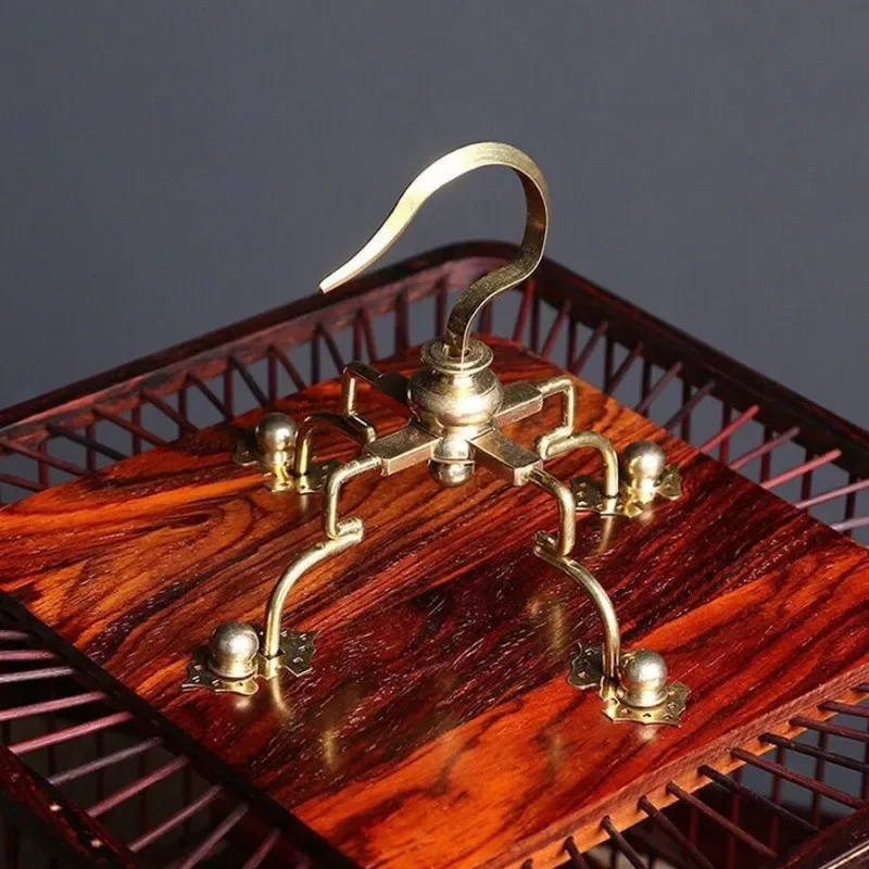 【الأكثر مبيعًا】قفص طيور الماهوجني المربع عالي الجودة من خشب الورد الأحمر الكبير، درج قفص مربع مطرز على شكل سمكة حمراء Daquan